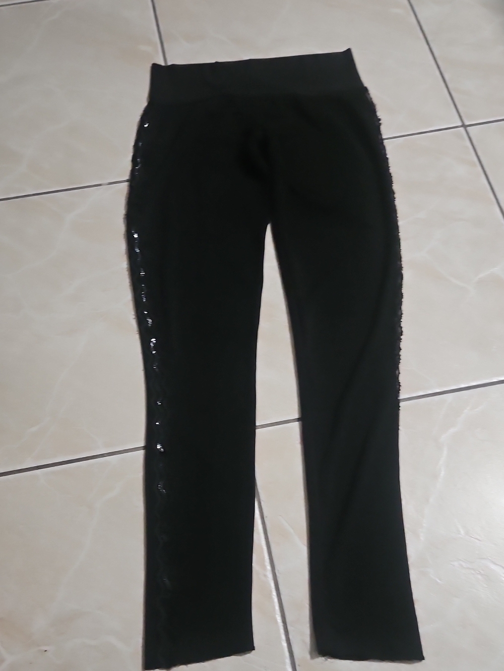 Black Women's Slim Sequin Side Stripe Pants